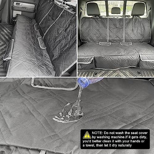 sportuli Dog Car Seat Cover Replace for Ford F150 and Dodge Ram 1500, 600D Oxford Cloth Heavy Duty Waterproof Non Slip Pet Truck Back Bench Seat Cover, Fit for All Full-Size Trucks (Full-Size Truck) - size: Full-Size Truck - Rear - Black