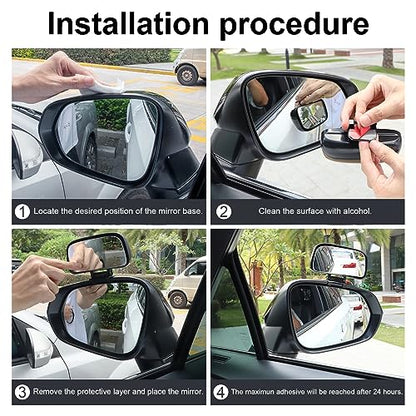 LivTee Blind Spot Mirror, Adjustable Mounted Blindspot Mirror HD Glass Wide Angle View, Side Rearview Mirror Universal, Black - size: Wide Angle