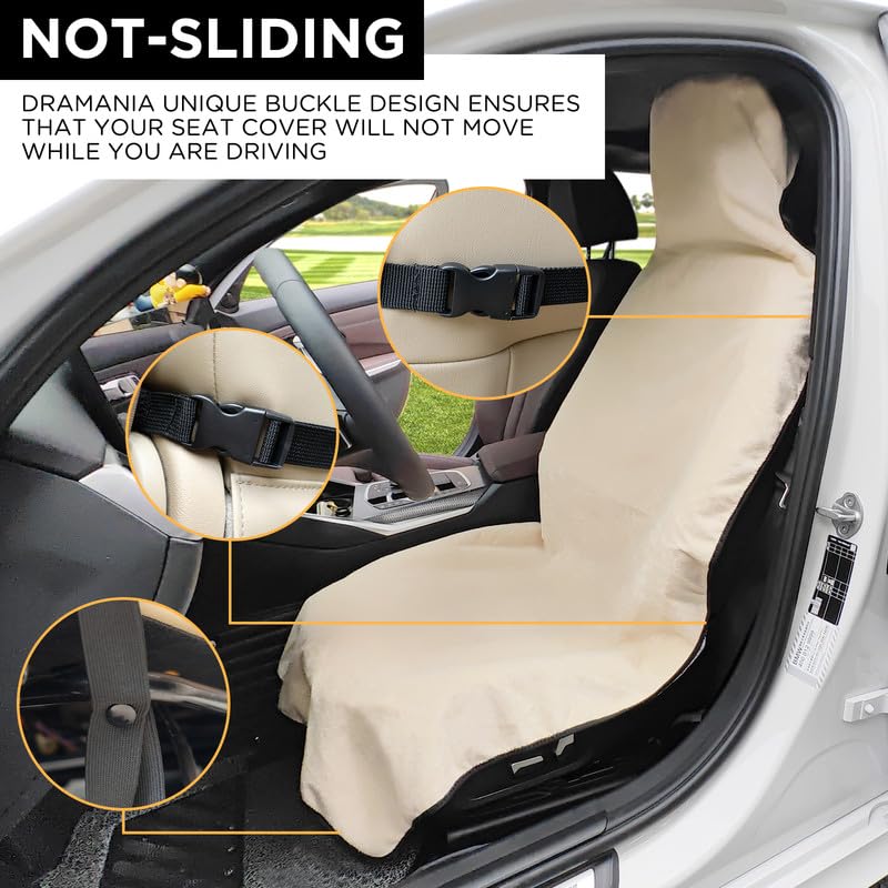 Waterproof Seat Cover Towel, Premium Sweat Carseat Protector, Perfect for Universal Anti-Slip Car Truck SUV Seat, Great for Surfing Yoga Gym Workout, Tan