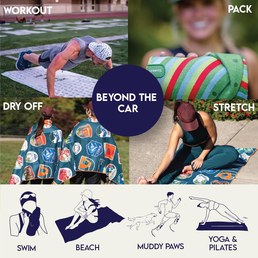 Sprints Athletic Running Towel, Full-Sized, Car Seat Cover - Performance Microfiber (Bohemian Nomad Noises) - color: Bohemian Nomad Noises