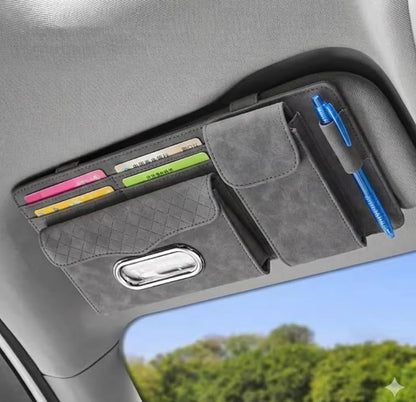 Multifunctional Car Visor Organizer (Suede leather - Gray) - color: Suede leather - Gray