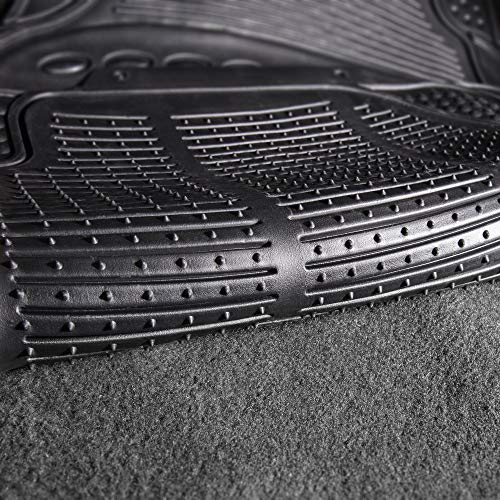 FH Group Automotive Floor Mats Climaproof for All Weather Protection Universal Fit Trimmable Heavy Duty fits Most Cars, SUVs, and Trucks, 2pc Front Set Solid Black - color: Black, style: Front Set