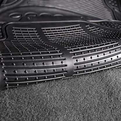 FH Group Automotive Floor Mats Climaproof for All Weather Protection Universal Fit Trimmable Heavy Duty fits Most Cars, SUVs, and Trucks, 2pc Front Set Solid Black - color: Black, style: Front Set