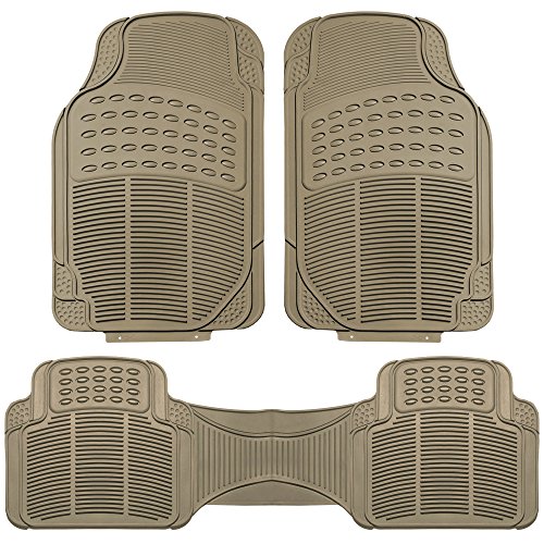 FH Group Car Floor Mats - Heavy-Duty Rubber Floor Mats for Cars, Universal Fit Full Set, Trimmable Automotive Floor Mats, ClimaProof Floor Mats For Most Sedan, SUV, Truck Floor Mats Beige - color: Beige, style: Full Set 3 PCS