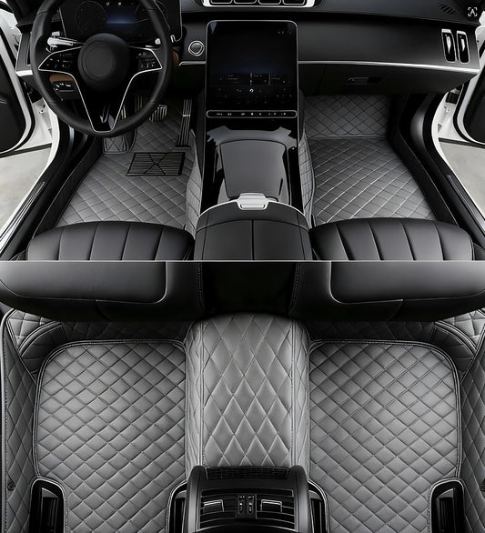 New Customized car Floor mats, Suitable for 99.9% of car Models, All-Weather car Floor mats, Fully Covered car Floor mats, Anti Slip and Waterproof car Floor mats (Gray) - color: gray