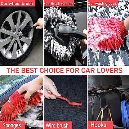 LIANXIN Car Wash Kit Car Wash Cleaning Kit with Car Wash Foam Gun Microfiber Sponge and Towels Tire Brush Built, Car Foam Gun, Car Cleaning Tool - size: Large