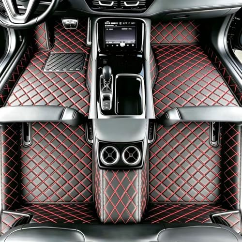 Customize Floor mats for car fit 99% Sedans SUV Sports,Custom Automotive Floor mat Fit Truck, All Weather Men Women Car Protection Pads Non-Slip auto Floor Liners (Black red), RH2206UPR - color: Black red