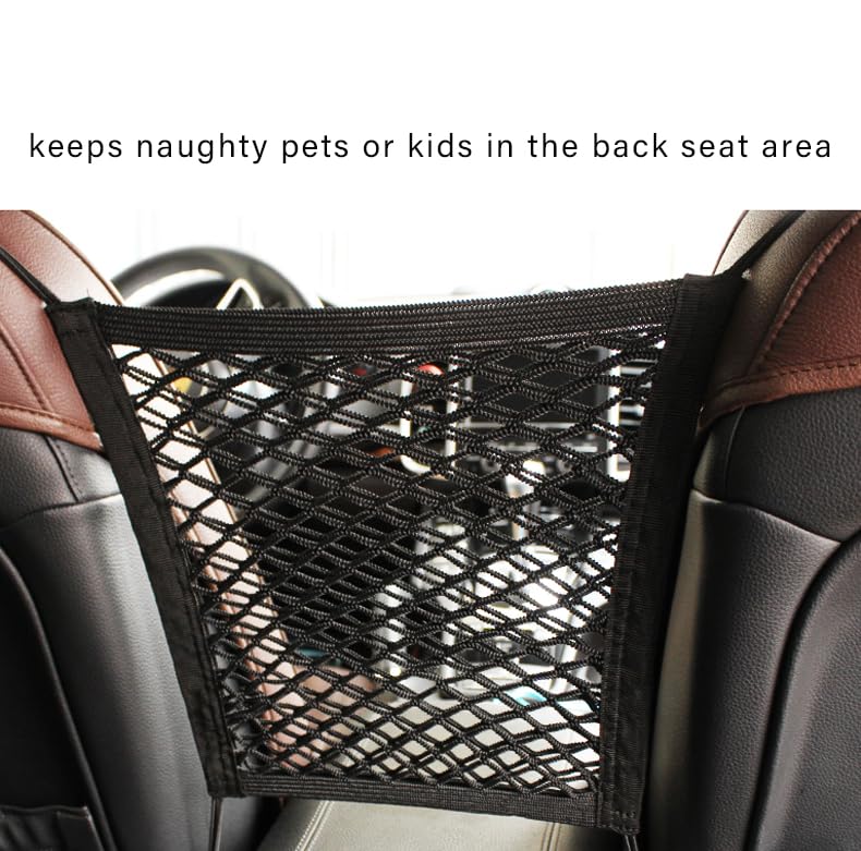 2PCS Dog Car Net Barrier, Dog Net for Pet Netting for Car with Stretchable Storage Bag Universal for Cars Black High Elastic Double Layer Motorcycle Cargo Nets(11.2 * 9.8in) - size: 11.2 x 9.8 inches