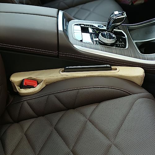 2 Pack Car Seat Gap Filler Organizer for Driver Side and Passenger Side Auto Center Console Side Filler Filler for Car Front Seat (Beige 2 pcs) - color: Beige -2 pcs