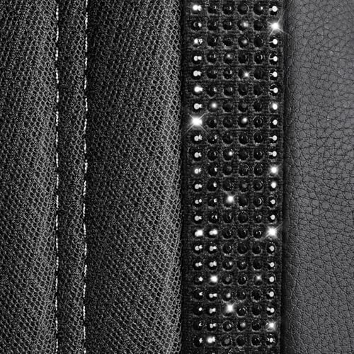 CAR PASS Memory Foam Mesh Bling Diamond Car Seat Cover 2 Front Seats Breathable Soft Sponge Universal Shining Glitter Sparkly Crystal Fit Armrest Automotive Truck SUV Cute Women Girl, Black Rhinestone - color: Black Mesh, size: Two Front Seats