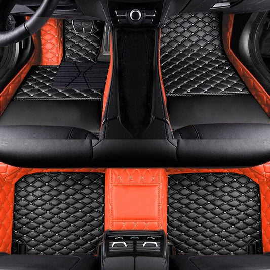 Custom Fit Car Floor Mats by SARAHS - Waterproof PU Leather Full Coverage for Most Cars, SUVs, and Trucks - Automotive Liners to Protect Vehicle Interior Floor Accessories (Black Orange 2) - color: Black Orange 2