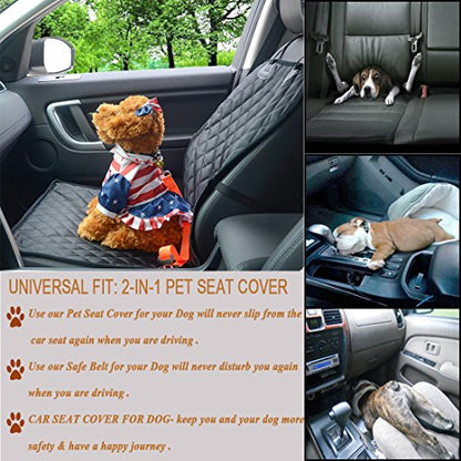 Pet Dog Seat Cover for Car Waterproof Washable Pet Dog Mat Booster Seat Cover Car Pet Dog Protector Cover with 1 Pcs Pet Seat Safety Belt for Dogs SUV Cars Trucks (Black) - color: black