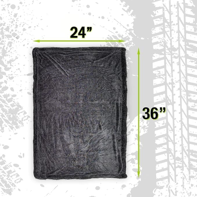 ExoForma Mega Car Drying Towel - Holds Up to 9 lbs, No Streaks, Scratches, or Water Spots | 1200 GSM Microfiber Double Twist Pile & Edgeless Design, 1 Quick & Effortless Dry, 2 Pack - 24” x 36” - size: Pack of 2