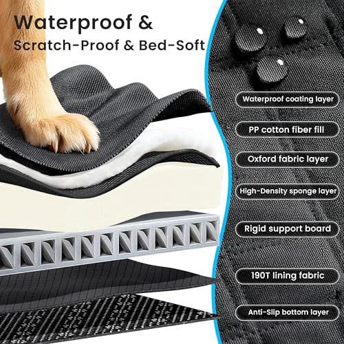 Dog Car Seat Cover for Back Seat, Hard Bottom Back Seat Extender for Dogs with Door Protector, Anti Scratch, Waterproof & Non-Slip Dog Backseat Cover for Small Mid Cars, SUVs & Trucks, Holds 450Lbs