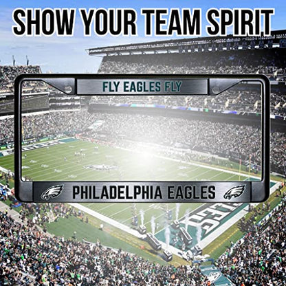 NFL Philadelphia Eagles Fly Eagles Fly Black Chrome License Plate Frame - 2-Screw Mount - color: Eagles