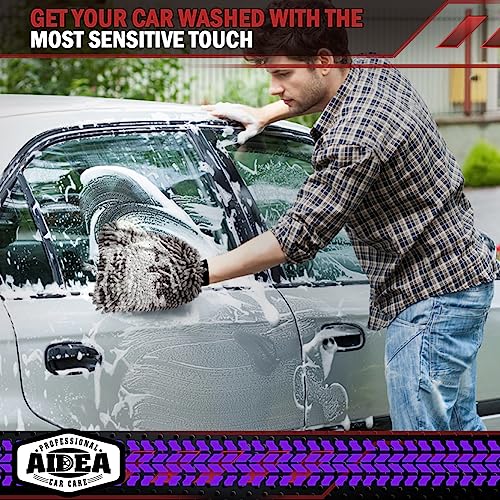 AIDEA Car Wash Mitt Microfiber, 1PK Scratch Free Lint-Free, Premium Chenille Microfiber Sponge Mitt Car Wash Brush, Grey, Regular Size 7.12''X10.14'' - color: Grey, size: 1PK