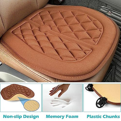 Big Ant Car Seat Cushion, Comfort Memory Foam Driver Seat Cushion Improve Driving View, Sciatica and Lower Back Pain Relief, Thick Seat Cushions for Car Home Office Chair, Wheelchair - Brown - color: Brown