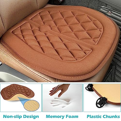 Big Ant Car Seat Cushion, Comfort Memory Foam Driver Seat Cushion Improve Driving View, Sciatica and Lower Back Pain Relief, Thick Seat Cushions for Car Home Office Chair, Wheelchair - Brown