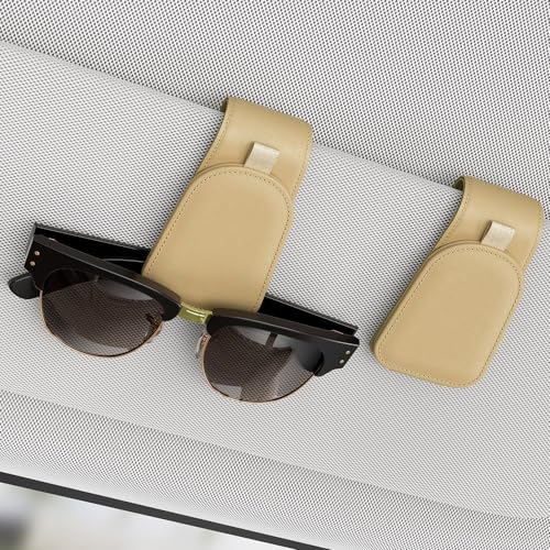 Sotfamily Sunglass Holder for Car Visor, Suede Cloth Magnetic Sunglass Organizer for Car Accessories, 2 Packs, Beige - color: Beige