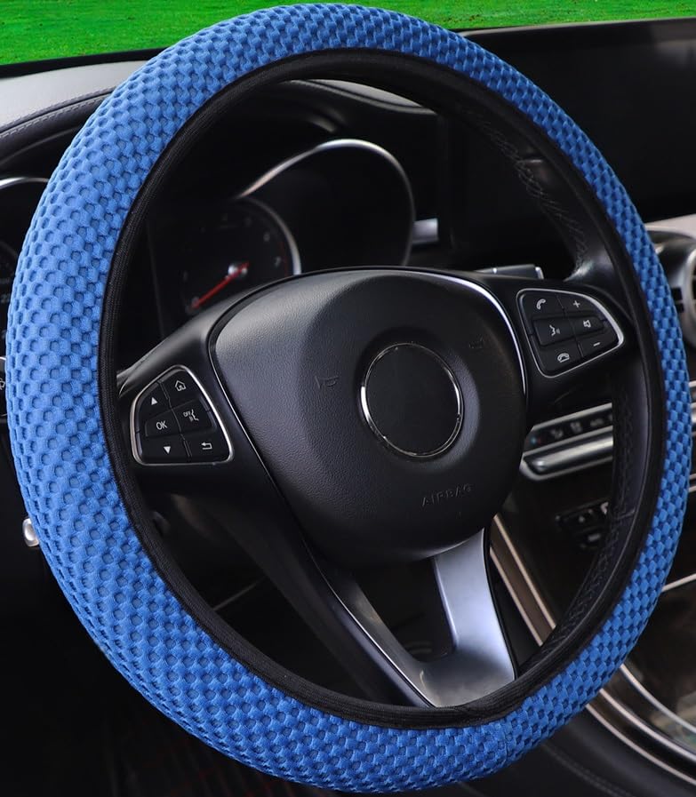 Hiflyer Universal 14.5-15 Inch Steering Wheel Cover, Soft Microfiber Car Wheel Cover, Blue - color: Blue