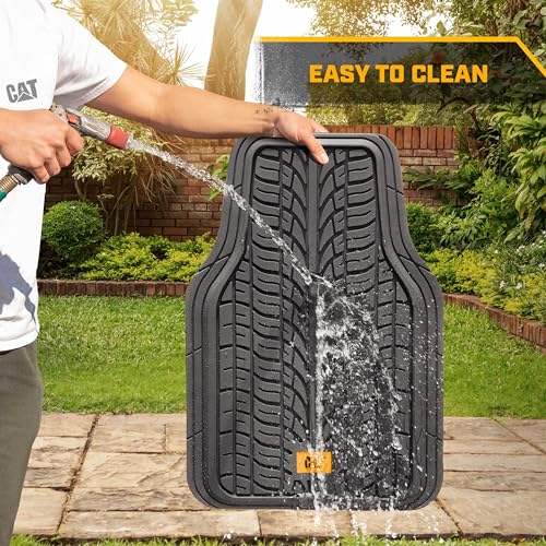 Cat® ToughTread™ Front & Rear Full Set of Floor Mats for Cars - All-Weather Heavy-Duty Trimmable Universal Fit Rubber Mat Truck & Car Accessories - Automotive Floor Mats for SUVs Car Interior - style: ToughTread Tire