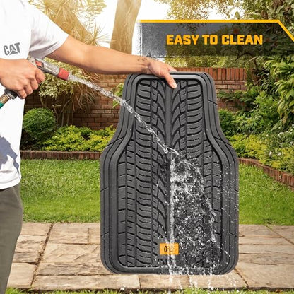 Cat® ToughTread™ Front & Rear Full Set of Floor Mats for Cars - All-Weather Heavy-Duty Trimmable Universal Fit Rubber Mat Truck & Car Accessories - Automotive Floor Mats for SUVs Car Interior - style: ToughTread Tire
