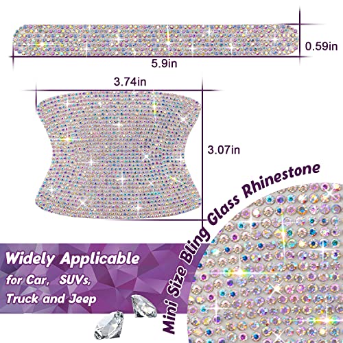 10 Pack Car Rhinestone Bling Door Handle Reflective Trim Stickers Universal Side Rear View Mirror Safety Scratch Resistant Protector Galaxy AB Set