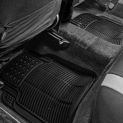 FH Group Automotive Floor Mats - Heavy-Duty Rubber, Universal Fit Full Set, ClimaProof, Trimmable For Most Cars, Sedan, SUV, Truck, Black - color: Black, style: Full Set 4 PCS