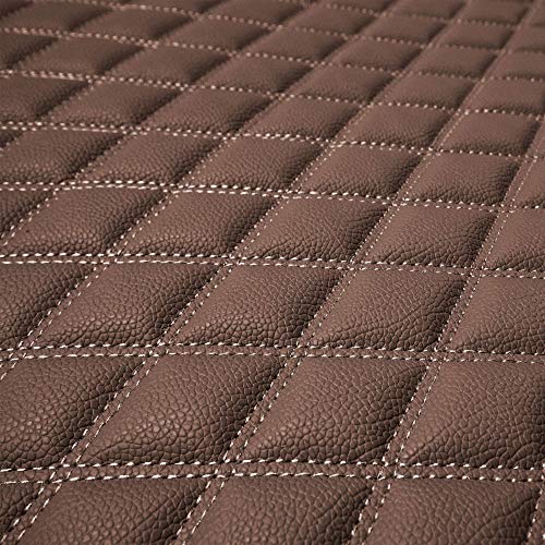 FH Group F16501 Deluxe Heavy-Duty Faux Leather Diamond Pattern Multi-Purpose Cargo Liner Size: 46”, Brown Color w. Gift- Universal Fit for Trucks, SUVs, and Vans