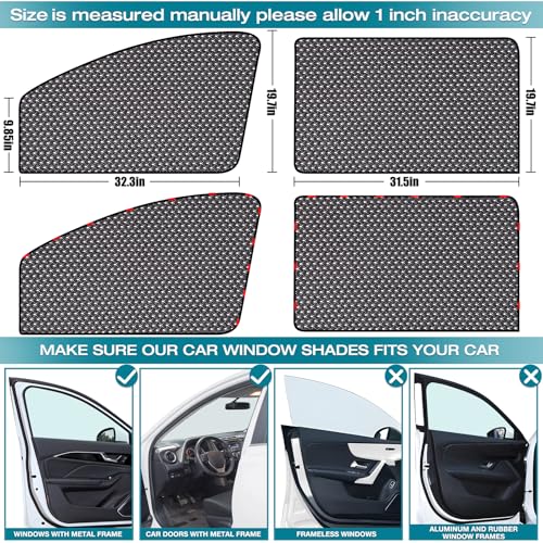 ZATOOTO Car Window Shades, Car Window Covers Baby Breathable Mesh UV Heat Protection Universal Fit for Most Vehicles Easy Magnetic Installation Perfect for Camping Travel Napping - size: 14#Mesh 4pack kit