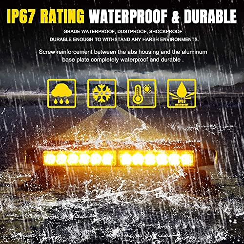 14.5'' 32 LED Emergency Strobe Rooftop Flashing Light Bar, Double Side Hazard Warning Beacon Safety Lights w/Magnetic for Tow Vehicles Firefighter Cars Trucks Traffic Security,Red & Blue - color: Red & Blue, size: 14.5''