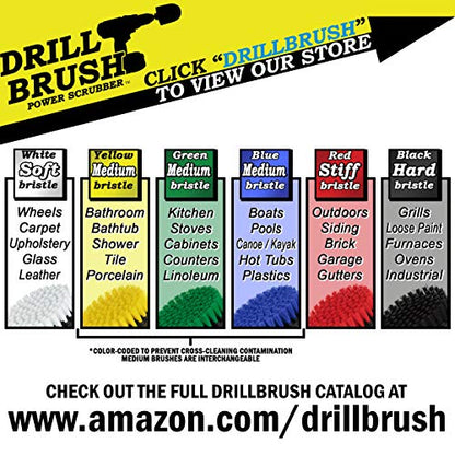 Nylon Drill Brush Attachment Set for Bathroom Cleaning - Power Scrubber Brush Kit for Bathtub, Shower, Tile, and Grout - All-Purpose Household Cleaning Brushes for Drill - Electric Grout Cleaner Kit - color: Yellow