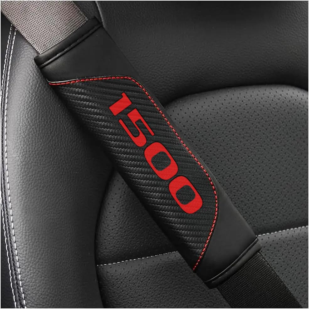 2Pcs Carbon Fiber Leather Seat Belt Cushions Shoulder Pad Soft for Dodge RAM 1500 Accessories,Car Seat Belt Pads Safety Belt Cover Pad (Black 1500) - color: Black 1500