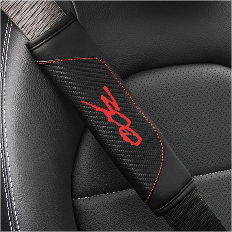 2Pcs Carbon Fiber Leather Seat Belt Cushions Shoulder Pad Soft for Chrysler 300 300C 300S Accessories,Car Seat Belt Pads Safety Belt Cover Pad (Black 300) - color: Black 300