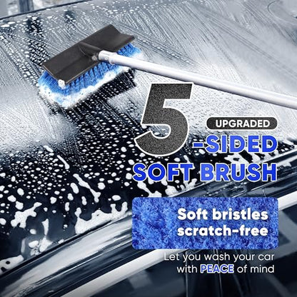 5-12ft Car Wash Kit,8 Piece,Thickened Aluminum Telescopic Rod,Cleaning Brush,Tire Brush,180 ° Chenille Mop,Fiber Towel,Storage Bag,2-Piece Detail Brush,Car,RV,Truck Clean Kit