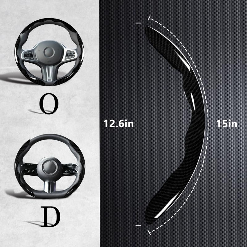 Carbon Fiber Steering Wheel Covers 3 Piece Clip on Steering Wheel Cover (Black) - color: Black