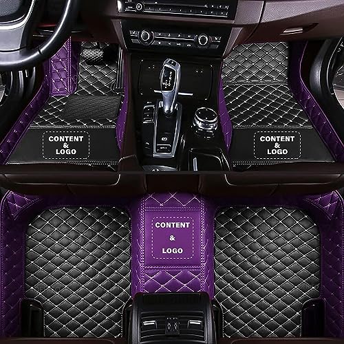 Custom Personalized Floor Mats for Cars，Luxury Full Coverage All Car Floor Mats，Anti-Slip Leather Car Mat Set ，Custom Floor Mats for 98% of Cars, Trucks SUVs (Purple with Black) - color: Purple with Black
