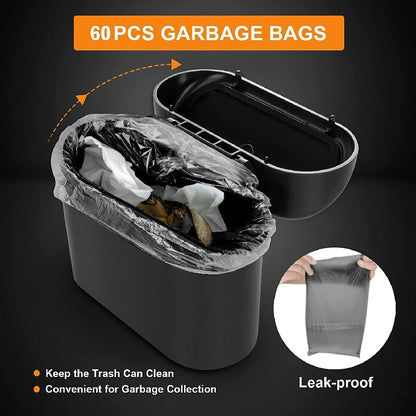 Leak-Proof Mini Car Trash Can with Lid & 5 Packs of 150 Garbage Bags - The Perfect Car Accessory!