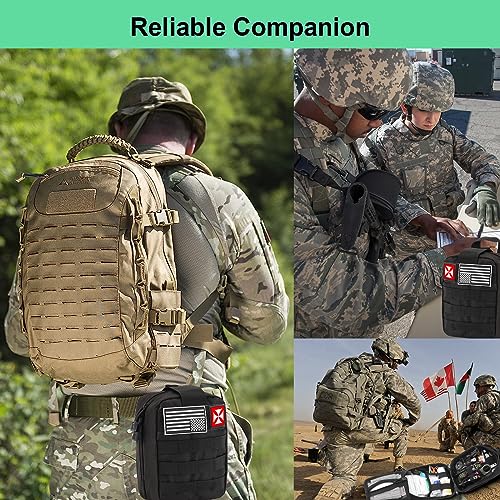 Survival Kit 256 in 1, First Aid Kit Survival Gear Tools Trauma Kit with Molle Pouch for Outdoor, Camping, Hunting, Hiking, Earthquake, Home, Office, Gifts for Men Dad Husband Women - color: Black