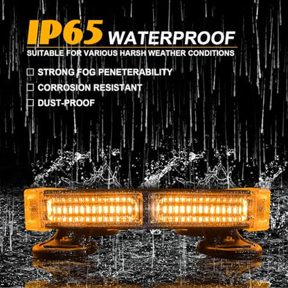 78 LED Rooftop Emergency Strobe Light Bar, Double Sided LED Flashing Safety Warning Traffic Advisor Beacon Strobe Light with Magnetic Base for Trucks Construction Vehicles Pickup Tow(Amber) - color: Amber