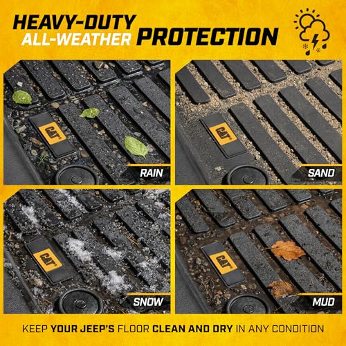Cat® JustFit™ 3D Floor Mats for Jeep Gladiator (JL) 2020-2026, All Weather Custom Fit Jeep Gladiator Floor Liners with Extended Coverage Design, Car Floor Mats (Full Set Front & Rear) - style: Jeep Gladiator JT (2020-2026 Full Set Front & Rear)