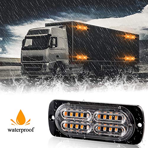 Teguangmei 12-24V 20-LED Super Bright Emergency Strobe Warning Caution Hazard Construction Waterproof Flashing Strobe LED Light Bar Surface Mount for Car Truck SUV Van (Amber) - color: Amber