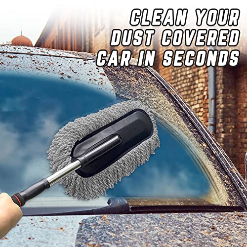 Microfiber Car Duster Cleaning and Car Dash Brush Supplies for Dashboard Exterior Dust Interior Cleaner with Long Retractable Handle to Trap Dust and Pollen for Cars Truck Bike RV Boats Motorcycle - size: 2 pcs