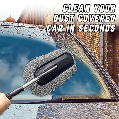 Microfiber Car Duster Cleaning and Car Dash Brush Supplies for Dashboard Exterior Dust Interior Cleaner with Long Retractable Handle to Trap Dust and Pollen for Cars Truck Bike RV Boats Motorcycle - size: 2 pcs