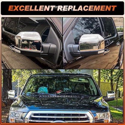 ACLONG Chrome Tow Mirror Cover Caps Left Driver Side & Right Passenger Side Rearview Side Mirror Covers Fit for Ford F150 2015 2016 2017 2018 2019 2020-1 Pair - size: Fit for Ford F150 2015-2020