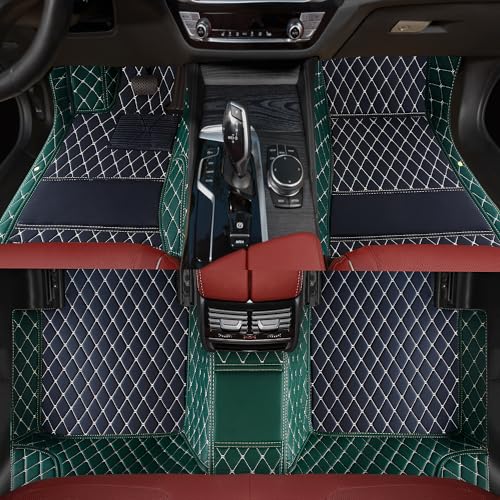 Luxury car Floor mats are for 99% of Vehicle Models,All Weather car Floor mats Provide Comprehensive Protection for Vehicles,Floor mats for car Personalized Customization! (Black-Green) - color: Black-green