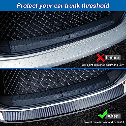 Universal Rear Bumper Protector, 47.2x2.75 Inches Carbon Fiber Textured Anti-Scratch Film, Easy Install No Bubble Guard Black - size: 47.2X2.75