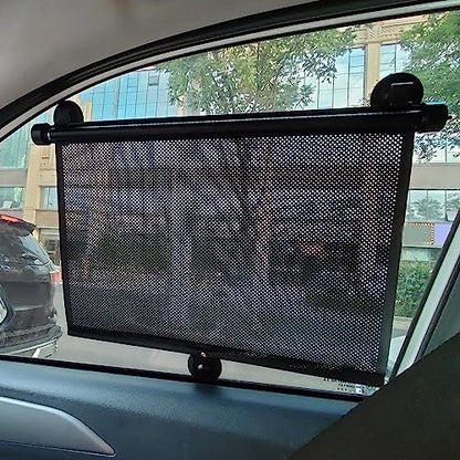 Vrasly 2 Pack Roller Car Side Window Sun Shade, Retractable Car Window Shade for UV and Sun Glare Protection (15"x17") - color: standard