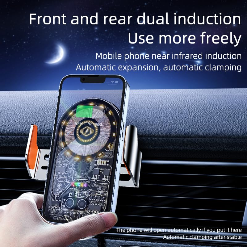Phone Holders for Your Car with Wireless Chargre - Metal Hook Clip, Auto Clamp Air Vent Cell Phone Car Mount, Hands Free Universal Automobile Cradle Fit for iPhone Android and All Smartphones - color: Silver