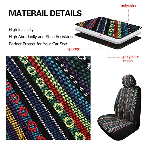 Pariitadin Baja Saddle Blanket Car Seat Covers Front Set with Seat Belt Pads, Washable Breathable Striped Woven Cloth Seat Covers for Cars, Universal Fit Most Cars, Airbag Compatible, Red/Blue - color: Red/Blue, size: FRONT PAIR